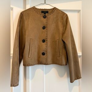 Zara Tan Faux Suede Button Jacket
